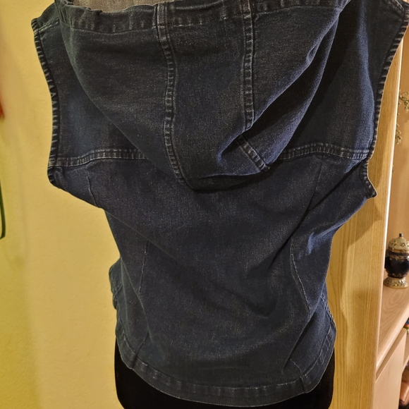 Eddie Bauer denim zip front hoodie vest - Picture 3 of 4